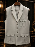 Silver grey waistcoat with notch lapel and flap pockets